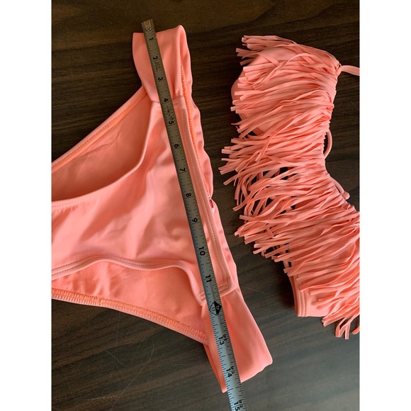 Gossip bikini swimsuit size medium tassels pink peach two piece halter - Picture 10 of 10